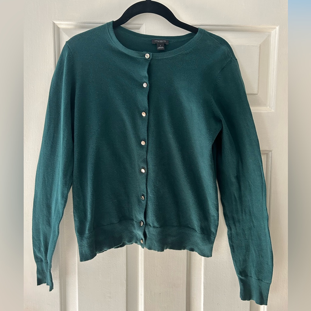 Green Ann Taylor Cardigan Sweater